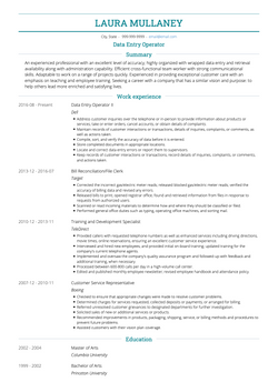 Data Entry Operator Resume Sample and Template