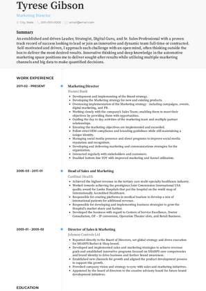 Marketing Director Resume Sample and Template