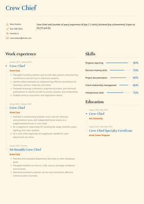Crew Chief Resume Sample and Template