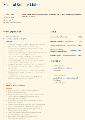 Medical Science Liaison Resume Sample and Template