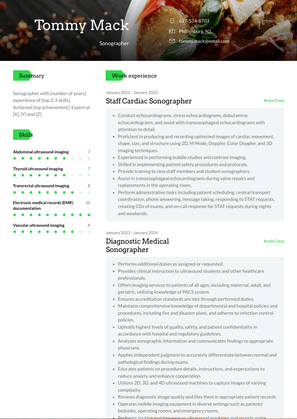 Sonographer Resume Sample and Template