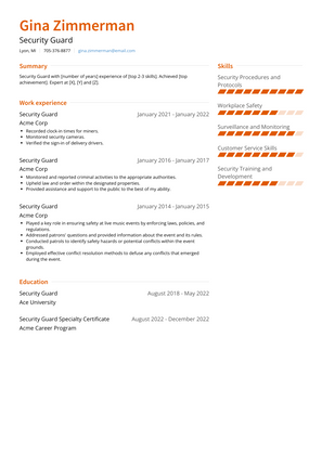 Security Guard Resume Sample and Template