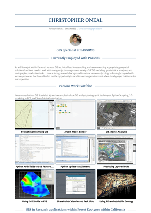 Gis Specialist (Gisp) Resume Sample and Template