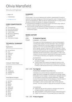 Bauingenieur CV Beispiel und Vorlage