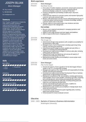 Store Manager Resume Sample and Template