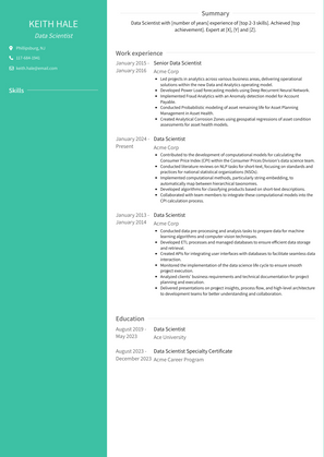 Data Scientist Resume Sample and Template