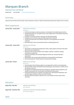 Suba Resume Intensive Care Unit Nurse Resume Examples and Templates