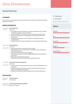 Sound Technician Resume Sample and Template