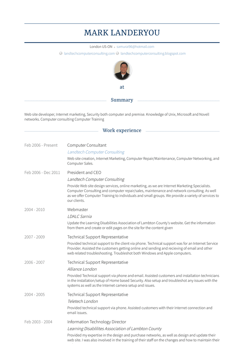 Computer Consultant Resume Sample and Template
