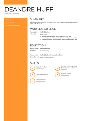 Scaffold Builder Resume Sample and Template