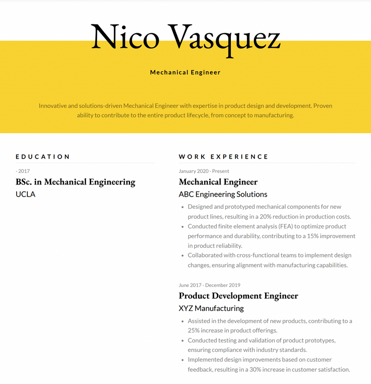 Google Docs CV Template - Elegant