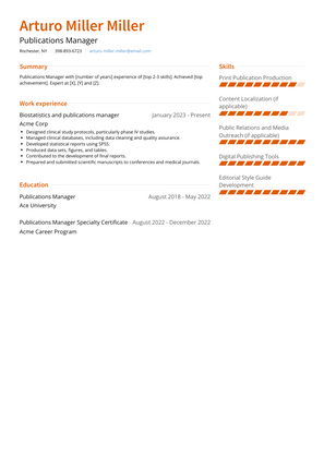 Publications Manager Resume Sample and Template