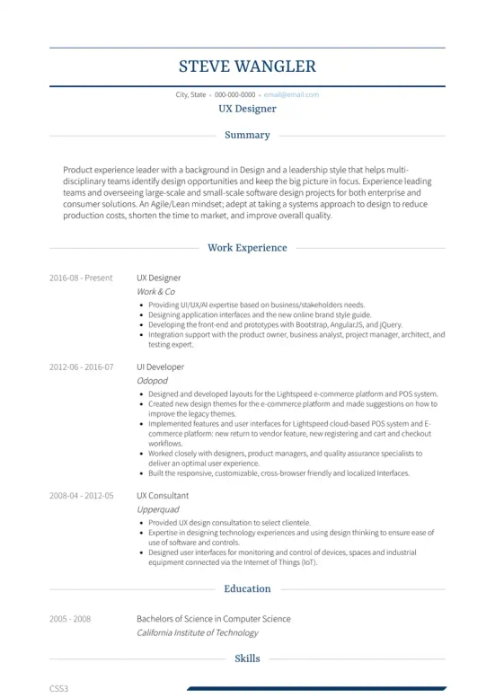 product design resume skills