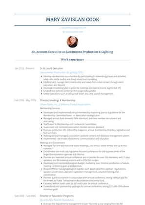 Sr. Account Executive Resume Sample and Template