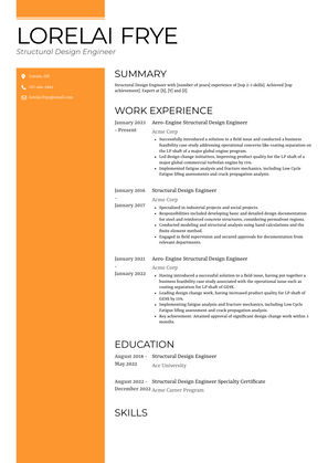 Structural Design Engineer Resume Sample and Template