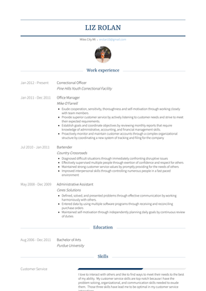 Correctional Officer Resume Sample and Template