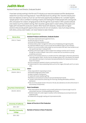 Graduate Student CV Example and Template