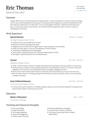 Educator CV Example and Template