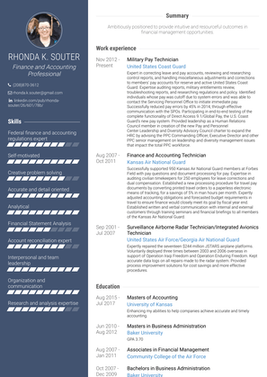 Military Pay Technician Resume Sample and Template