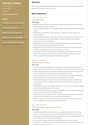 School Secretary Resume Sample and Template