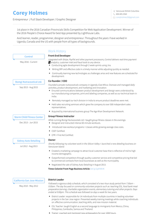 Co Founder + Chief Administrative Officer Resume Sample and Template