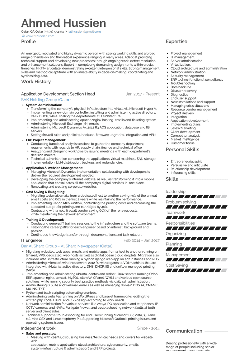 System Engineer (Full Time) Resume Sample and Template