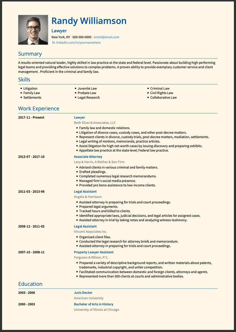 Resume Mistakes: Lawyer resume example