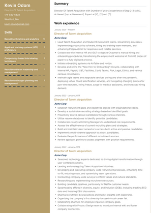 Director Of Talent Acquisition Resume Sample and Template