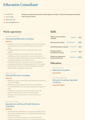 Education Consultant Resume Sample and Template