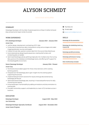 Datastage Developer Resume Sample and Template