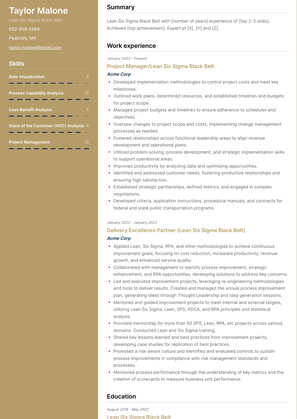 Lean six sigma resume hotsell