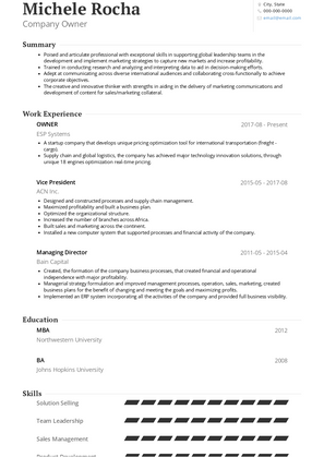 Company Owner Resume Sample and Template