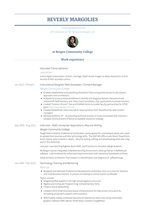 Volunteer Transcriptionist Resume Sample and Template