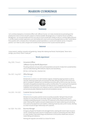 Corrections Officer Resume Sample and Template