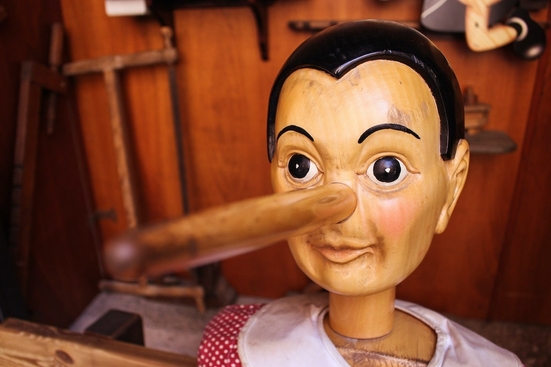 A photo of pinnochio with a long nose