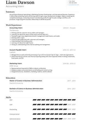 Accounting Intern Resume Sample and Template