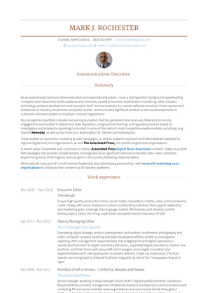 Deputy Managing Editor Resume Sample and Template