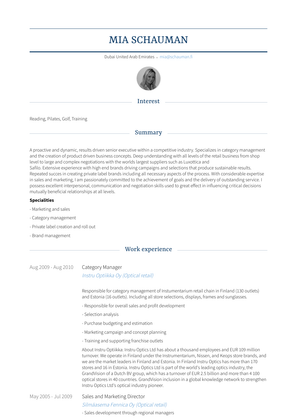 Category Manager Resume Sample and Template