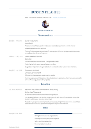 Junior Accountant Resume Sample and Template