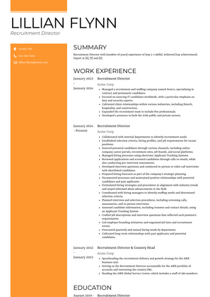 Recruitment Director Resume Sample and Template