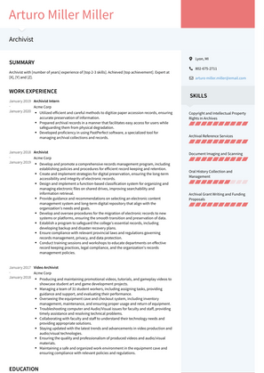 Archivist Resume Sample and Template