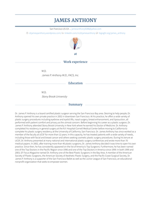 M.D. Resume Sample and Template