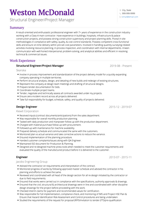 Structural Engineer CV Example and Template