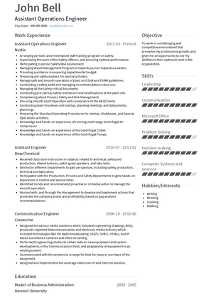 Assistant Operations Engineer Resume Sample and Template