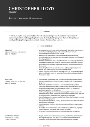 Educator Resume Sample and Template