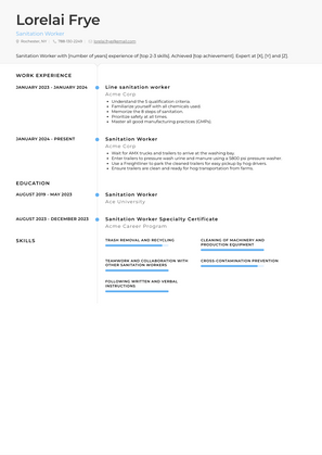 Sanitation Worker Resume Sample and Template