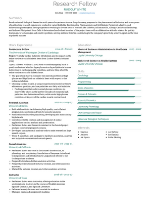 Research Fellow Resume Sample and Template
