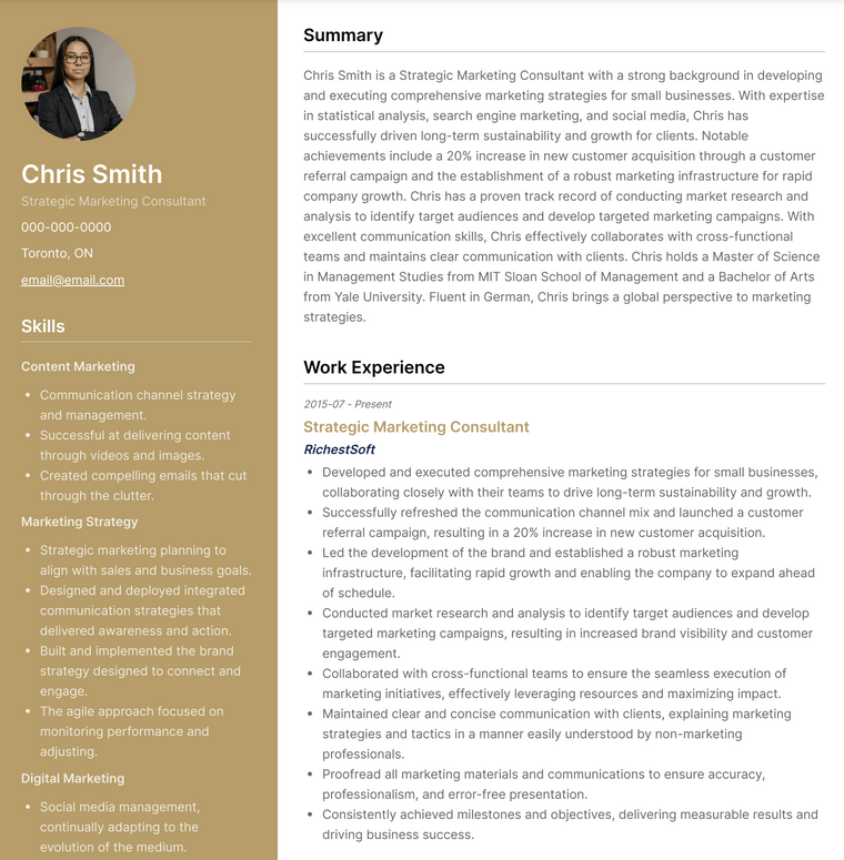 Indeed CV Maker: Quartz Template