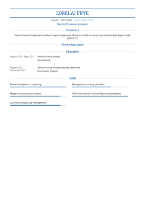 Senior Finance Analyst Resume Sample and Template