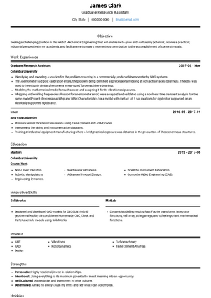 Graduate Research Assistant Resume Sample and Template